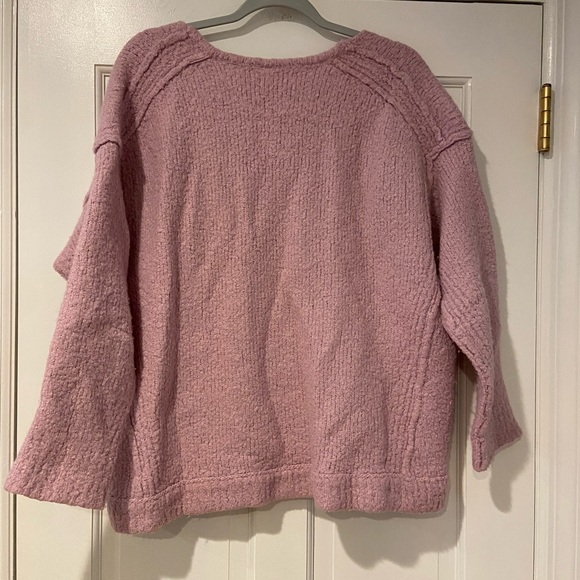 Free People Textured Alpaca-Blend V-Neck Sweater – Pink – Size M - Picture 4 of 8
